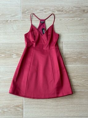 Express Red V-Neck Spaghetti-Strap Mini Dress